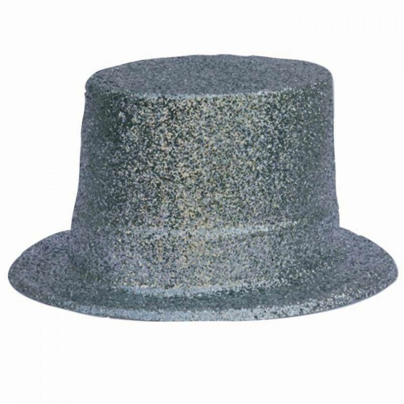 Chapeau haute forme pvc argent