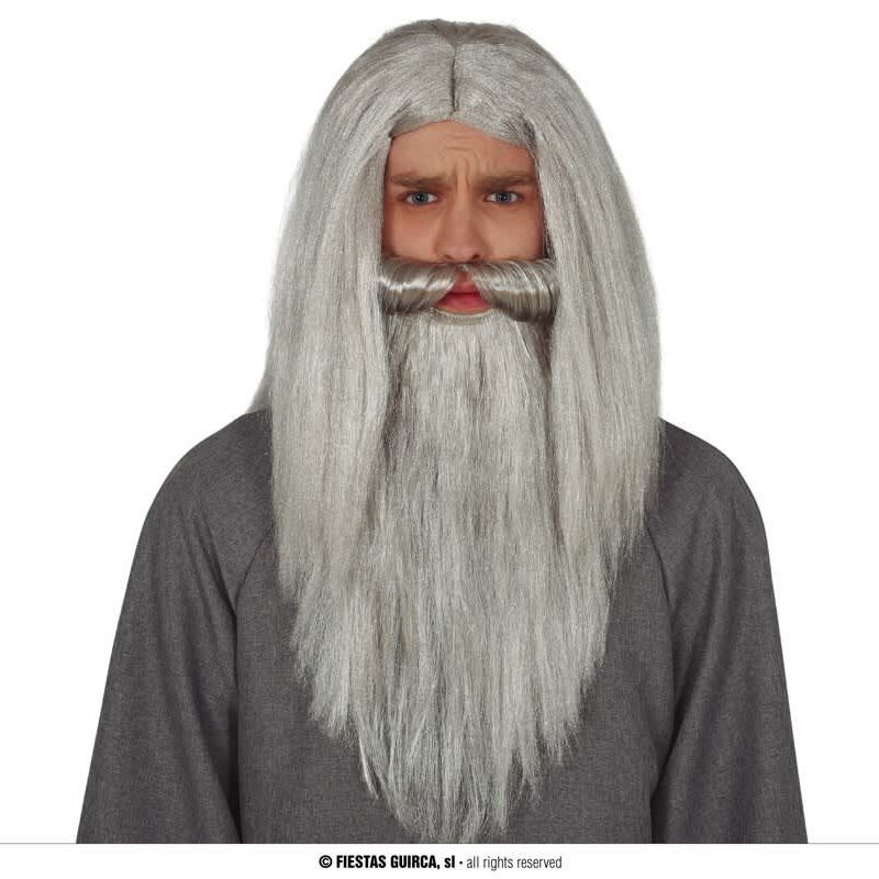 Perruque et barbe grise