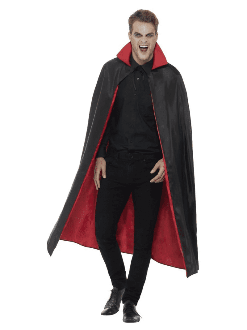Cape de vampire réversible, Noir et rouge, 127 cm