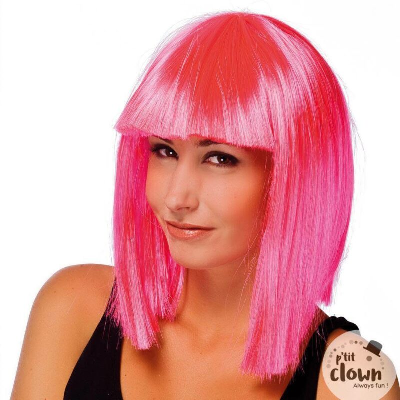 Perruque carée rose