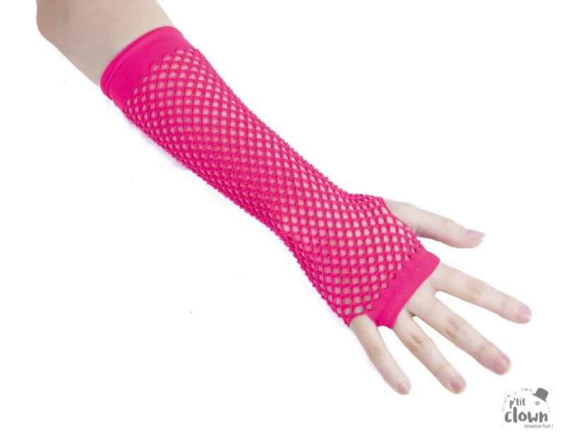 gants treillis fuschia fluo