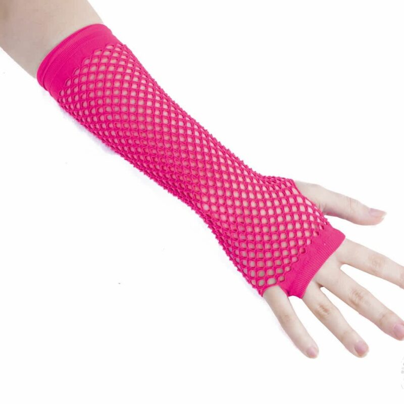 gants treillis fuschia fluo
