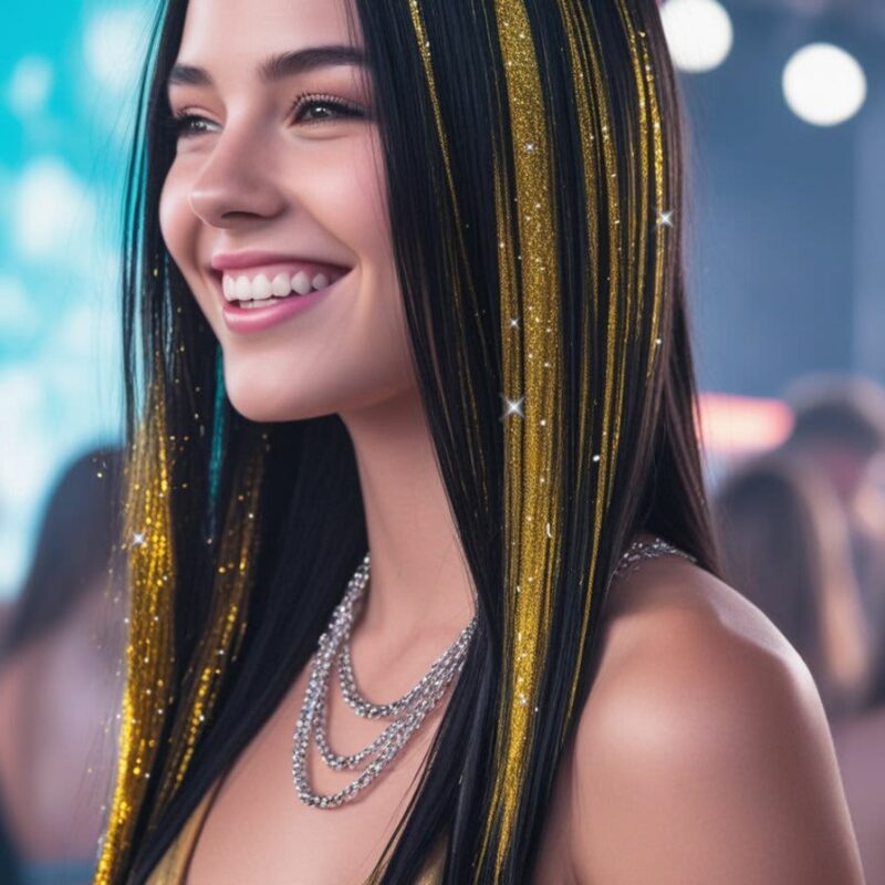 Extensions pour cheveux dorés 3 pcs 50cm