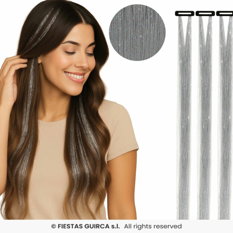 Extensions pour cheveux argentés 3 pcs 50cm