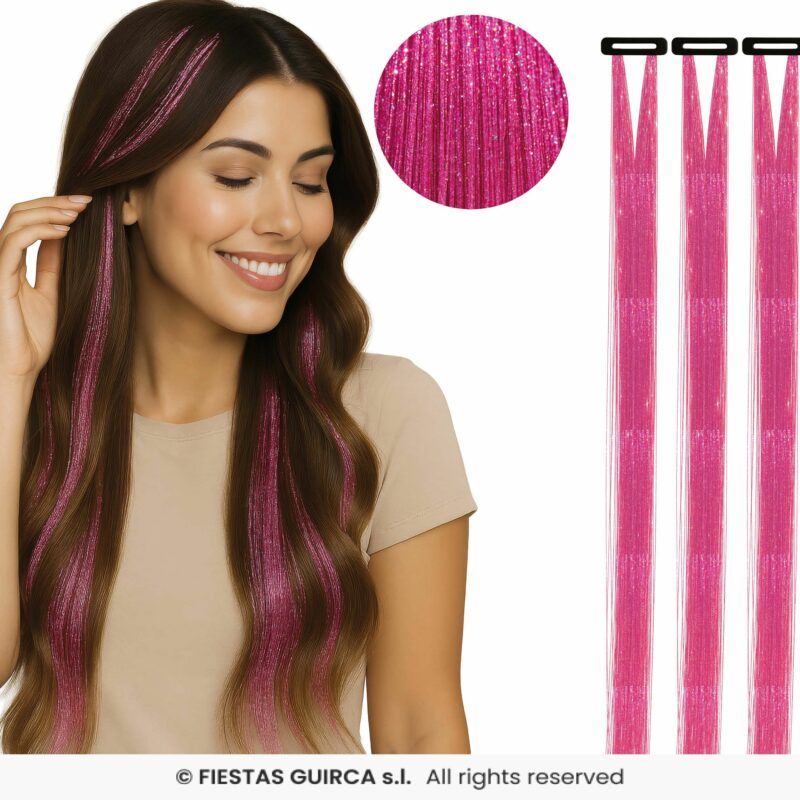 Extensions pour cheveux roses 3 pcs 50cm