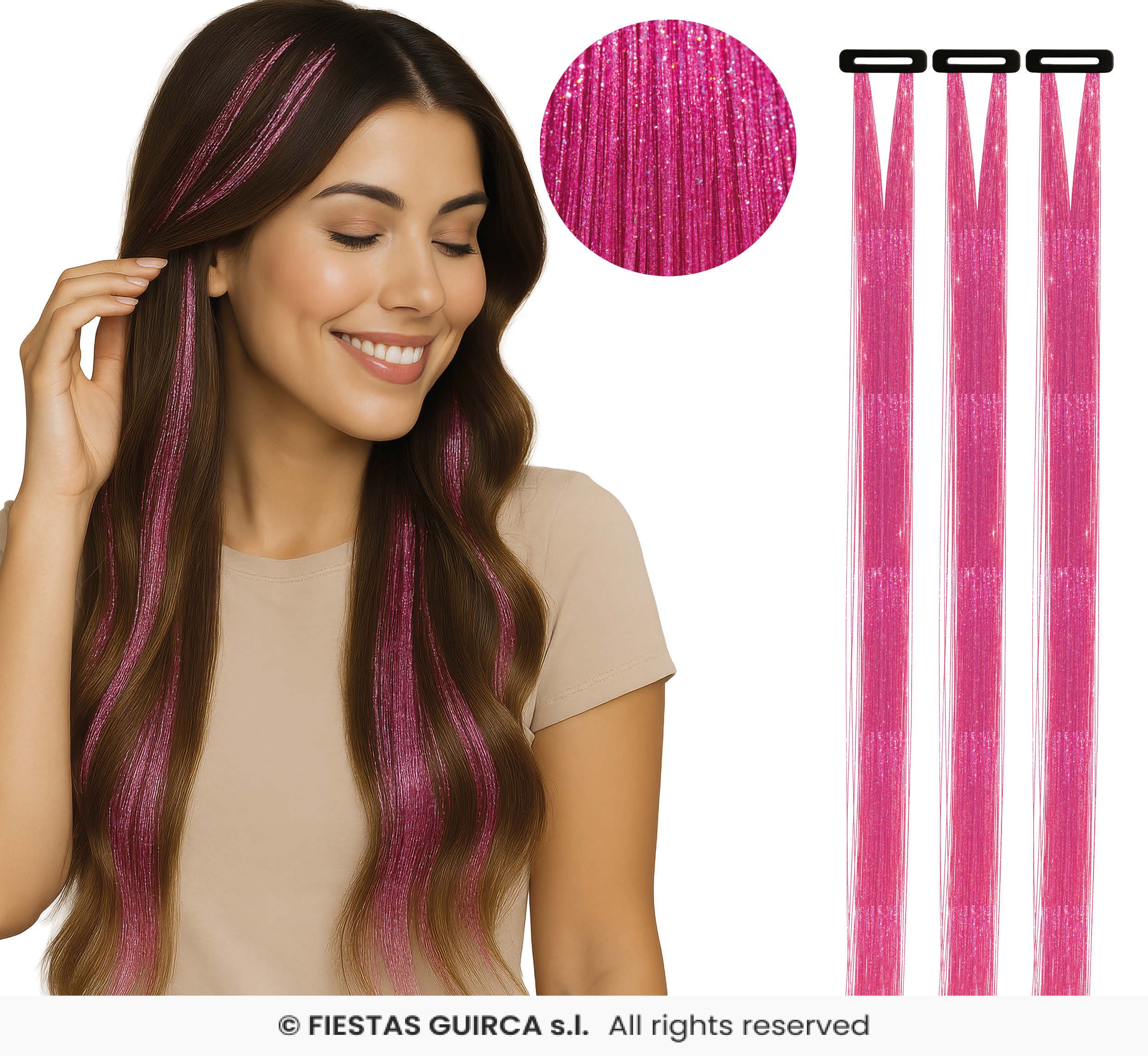 Extensions pour cheveux roses 3 pcs 50cm