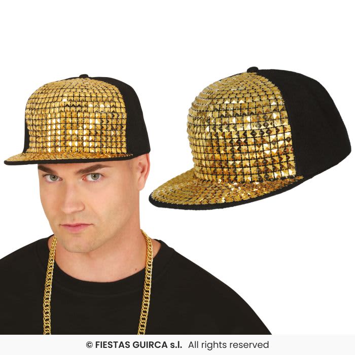 Casquette de rappeur avec rivets dorés, adulte