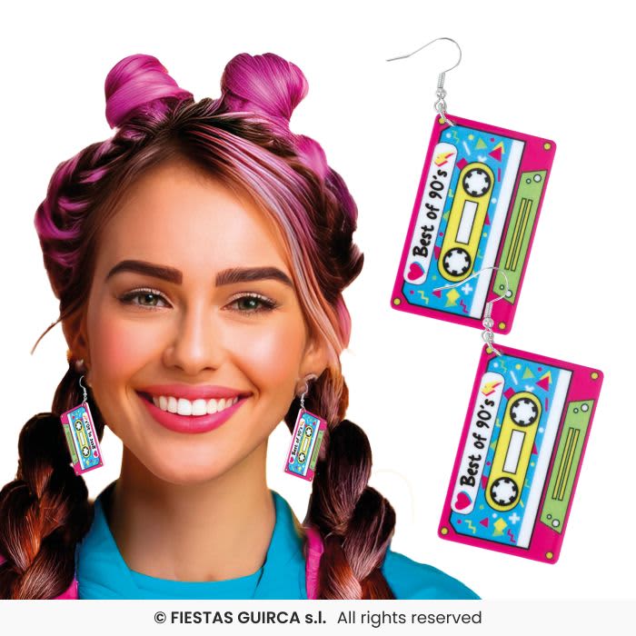 Boucles d'oreilles cassette années 90