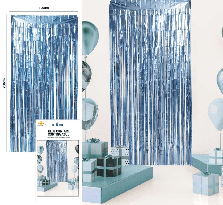 Tapis de rideau de porte bleu 2m/ 1m