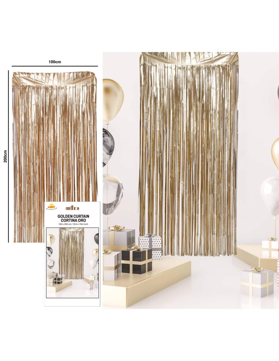 Tapis de rideau de porte doré  2m/ 1m