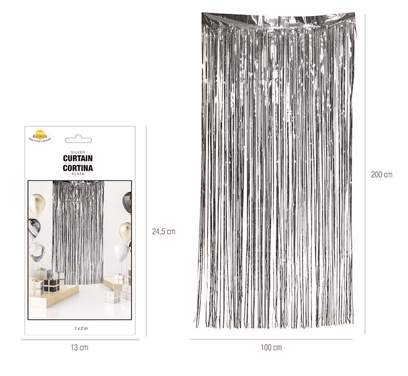 Tapis de rideau de porte argenté  2m/ 1m