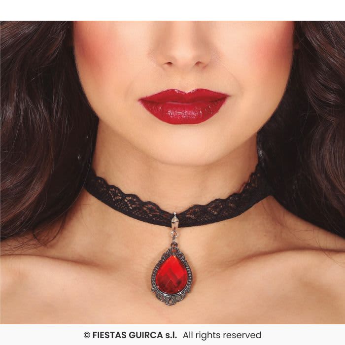 Collier ras du cou avec rubis 5 cm