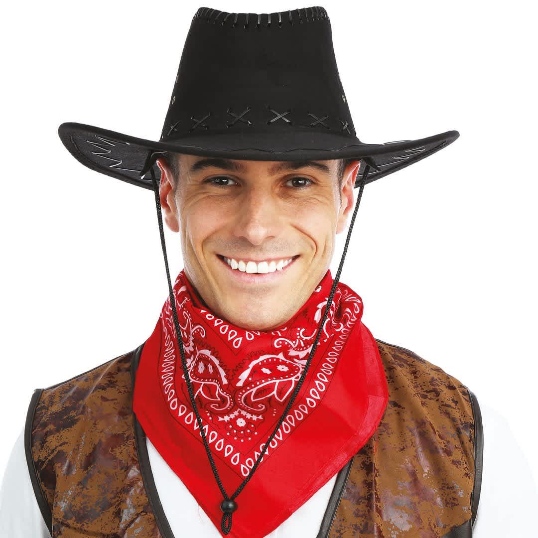 Chapeau style nubuck cowboy - adulte - noir